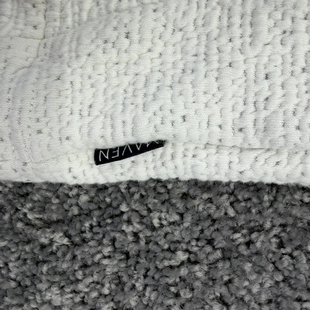 Maven Sweater Mens Large White Textured Knit Hooded Henley Pullover Casual